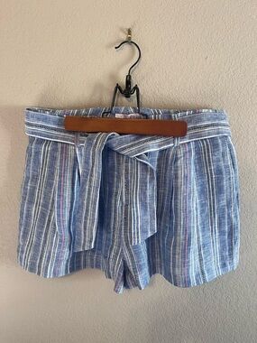 Parker Striped Blue Tie-Waist Linen Women's Shorts